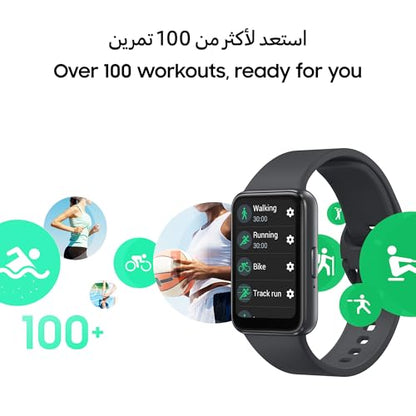 SAMSUNG Galaxy FIT 3 [2025, 40MM] 1.6" AMOLED Display | IP68 Water Resistant | 14 Days Battery Life | 100+ Watchfaces | 100+ Exercise Modes | International Model (Fast Charger Bundle, Black)
