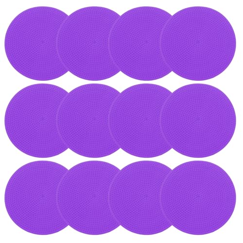 PATIKIL Poly Spot Markers, Rubber Floor Dots with Storage Bag Flat Agility Cones for Sports Training - color: Purple, size: 4 Inch