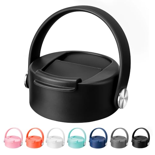 Flip Lid with Handle for Hydro Flask 12 16 20 32 40 64 oz Wide Mouth Bottle - color: Black 1 Pack