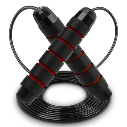 Jump Rope Adjustable Jump Ropes Tangle-Free Rapid Speed Jumping Rope with Ball Bearings for Fitness for Women Men Fitness, Home School Gym Exercise Slim Body - color: Red
