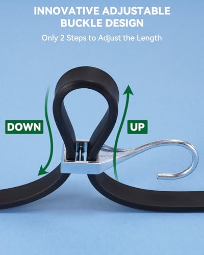 Lucky Straps 60 Inch Adjustable Rubber Bungee Cords, 8 Pack, Black - size: 60 Inch, style: 100% Rubber