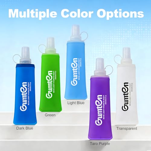2 Pack Soft Flask 250ml TPU Collapsible Soft Water Bottle BPA-Free for Hydration Pack Jogging Running Hiking Cycling Camping (Purple) - color: Purple