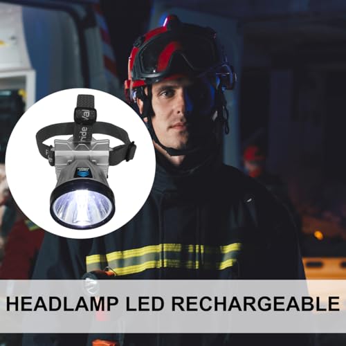 Sosoport Rechargeable Headlamp Headlamp Led Rechargeable with Hand Wave Sensor 3 Brightness Levels Digital Battery Display Adjustable Headband for Camping Hiking Outdoor Use