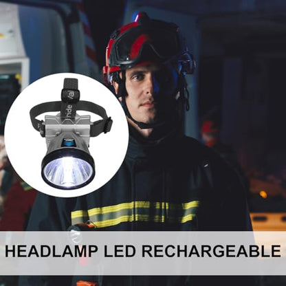 Sosoport Rechargeable Headlamp Headlamp Led Rechargeable with Hand Wave Sensor 3 Brightness Levels Digital Battery Display Adjustable Headband for Camping Hiking Outdoor Use