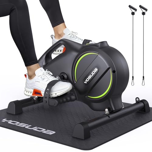 YOSUDA Under Desk Bike with 16-Level Magnetic Resistance & Bluetooth App - color: Black-Green