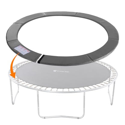 Exacme Trampoline Pad Replacement 16 15 14 13 12 10 8 Foot, Waterproof Safety Spring Cover Round Frame Pad, No Hole for Pole - color: Grey, size: Fit 10FT Frame Only, style: With Opening Design