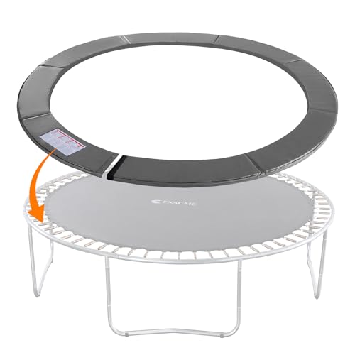 Exacme Trampoline Pad Replacement 16 15 14 13 12 10 8 Foot, Waterproof Safety Spring Cover Round Frame Pad, No Hole for Pole - color: Grey, size: Fit 10FT Frame Only, style: With Opening Design