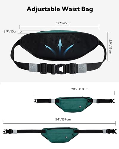 WATERFLY Running Belt Fanny Pack: Runner Marathon Jogging Waist Pack Sport Workout Exercise Fitness Phone Holder Belt for Men Women Jogger Slim Waistband Black - color: Dark Green