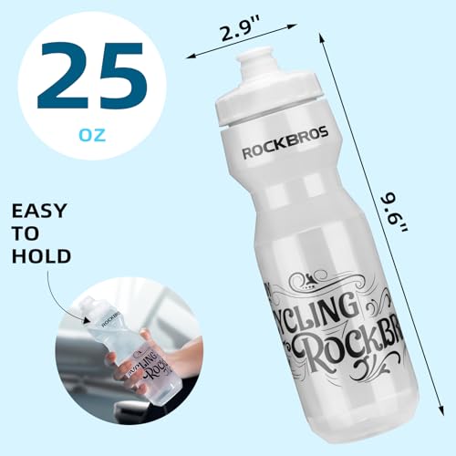 ROCKBROS Bike Water Bottle 20oz-25oz Squeeze Cycling Water Bottle BPA Free - color: 25oz White Purple, style: 2 Pack