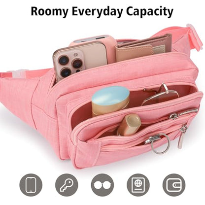 Packism Fanny Packs for Women Men - Crossbody Waist Bag for Travel - color: A07 Pink