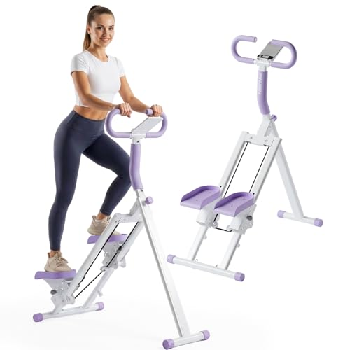 Stair Stepper for Home, Folding Vertical Stair Stepper Machine for Full Body Workout, Portable Stepper Exercise Machine with Handlebar & Digital Monitor, Step Climber Fitness Equipment - color: Purple, size: 50 IN
