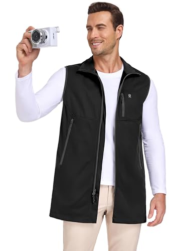 Little Donkey Andy Men's Lightweight Golf Vest Outerwear - color: Long Coat-black, size: X-Large