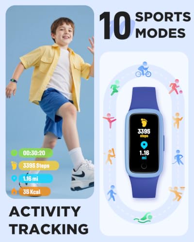 Vigor 3 Kids Watch Fitness Tracker, AMOLED Screen for Boys Girls Age 5-15 - color: Blue