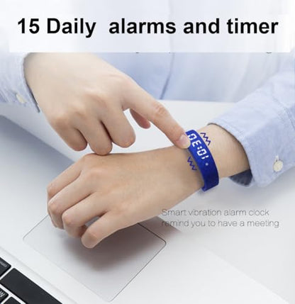 Vibrating Alarm Watch, Potty Training Wristband Rechargeable Pill Reminder Watch with 15 Daily Alarms - color: Grey, size: Large