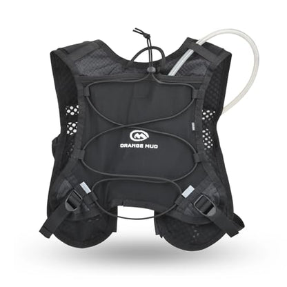 Orange Mud Gear Vest – Lightweight Hydration Pack for Running, Cycling, Triathlon – Holds 1L (35oz), Fits Large Phones, Soft Flasks, Trekking Poles – Breathable & Secure Fit - style: Black V4