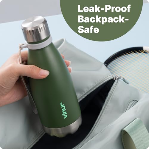 Small Water Bottle-12 oz Leak Proof Insulated Water Bottle for Purse - color: Grass Green, size: 12 Ounces