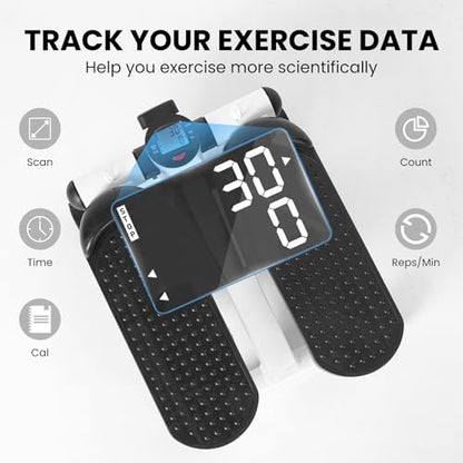Steppers for Exercise at Home，Adjustable Resistance Mini Stepper with Resistance Bands Upgraded Air Powered Stair Steppers with Weight Loading Super Quiet Hydraulic Fitness Stepper with LE