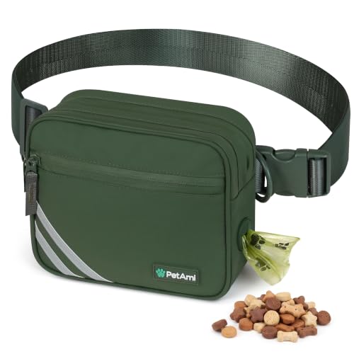 PetAmi Dog Walking Bag, 3-in-1 Crossbody Fanny Pack Treat Pouch,Olive Green - color: Olive