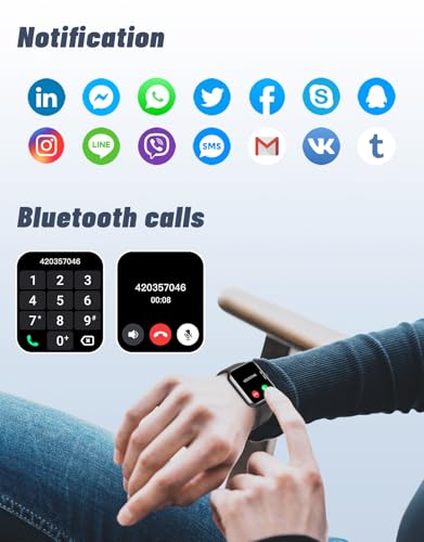 GRV Smart Watch for Men Women, Bluetooth Call, for iPhone Android Black - color: Black
