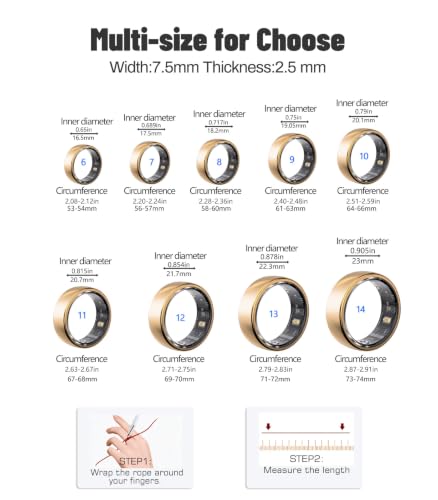 AI Smart Ring for Women Men, Health Ring with AI Health Analysis - color: Rose Gold, size: 7#