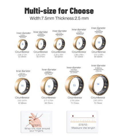 AI Smart Ring for Women Men, Health Ring with AI Health Analysis - color: Rose Gold, size: 7#