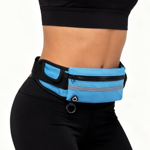 Slim Running Belt Fanny Pack, Reflective Waist Pack Runners Bag for Hiking Cycling Workout, Runners Belt Jogging Pouch, Travelling Money Phone Holder for Running Gear Accessories(Blue) - color: Blue