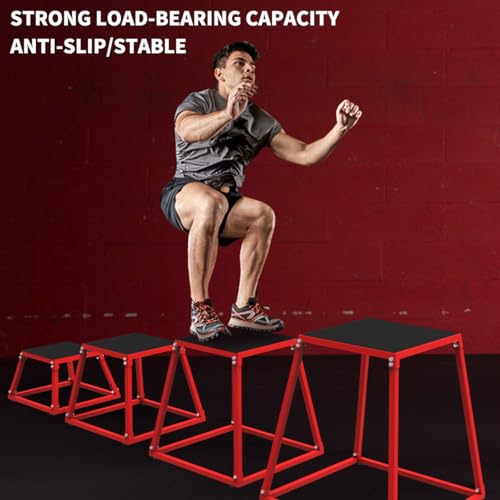 GarveeLife Plyometric Jumping Box, Steel Plyo Box for Exercise - color: Red, size: 12/18/24 Inch