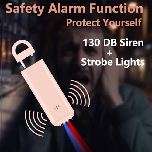 3-in-1 Personal Alarm with Apple Find My - 130dB Emergency Siren, LED Strobe Flashlight, GPS Tracker Keychain for Women, Kids, Seniors - Real-Time Location, iOS Only - color: Pink
