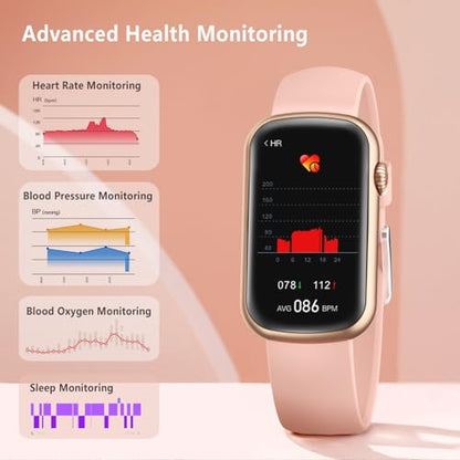 FITVII Slim Fitness Tracker with Blood Oxygen, Blood Pressure, 24/7 Heart Rate and Sleep Tracking, IP68 Waterproof Activity Trackers and Smart Watches with Step Tracker, Pedometer for Women Men - color: Pink