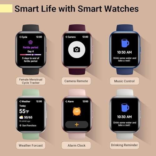 Smart Watches for Women, Smart Watch for Android Phones & iPhone, Fitness Watches for Women with Alexa, Call & Notification Alerts, Tracks Heart Rate/Sleep Smartwatches (Dark Purlple, 1.8 inches) - color: Rose Purple