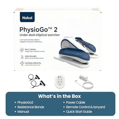 Nobol PhysioGo2® Under Desk Exercise Elliptical Bidirectional Bike for Active Adults and Seniors with Motorized Mode and Arm Exercise Band Attachment and LED Metric Display