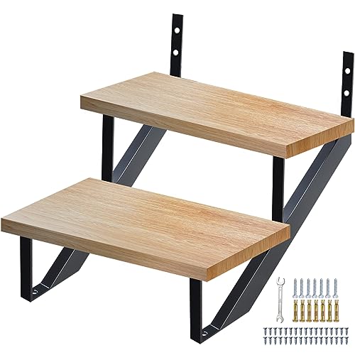 Steel Stair Risers 2 Step, Metal Stair Stringers for Deck Height 19.5 inches, Steel Stair Step Riser for Outside Stairs (2Pack) - size: 2 Step