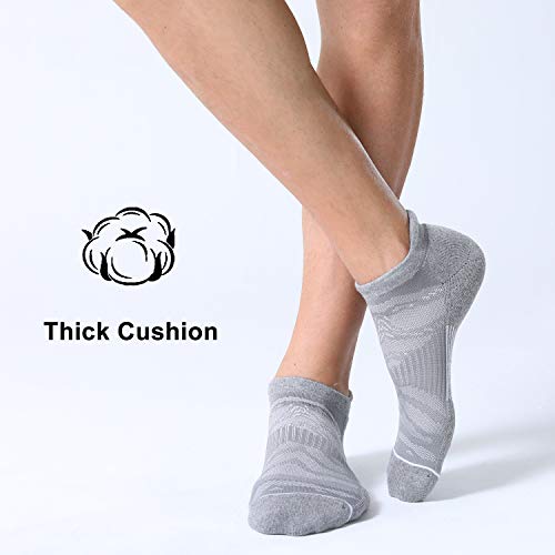 FITRELL Men's 6 Pack Ankle Running Socks Low Cut Cushioned Athletic Sports Socks 7-9/9-12/12-15 - color: Light Gray+white, size: 7-9