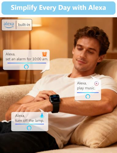 Smart Watch Men Women [2 Bands, 44mm case] 1.83" Alexa Fitness Tracker, Heart Rate, Sleep, Stress Monitor, IP68 Waterproof Smartwatch, Make/Answer Calls, Compatible with iPhone & Android Phones - color: Stainless Black