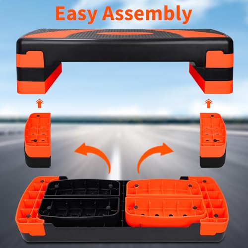 Exercise Workout Aerobic Step Platform Trainer, 31" Aerobic Stepper with 4"-6"-8" Adjustable Height Risers