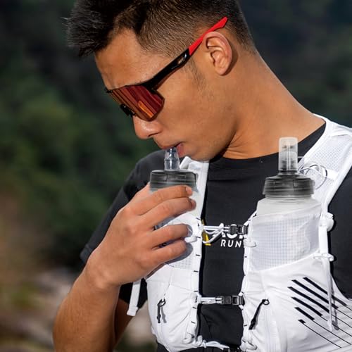 TRIWONDER Running Water Bottle Handheld Plastic Flask Hydration Vest Packs Waist Belt Replacement for Runners Marathon Cycling Hiking - color: 03 Soft Flasks - White - 250ml/8.45oz - 2 Packs