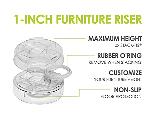 Slipstick CB658 Stack-Its 1 Inch Adjustable Bed Risers/Furniture Risers (Set of 8) Lifts Height 1", 2", or 3" When Stacked - Clear Heavy Duty Raisers - color: Clear, size: 8 Set