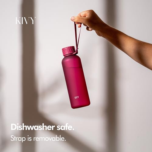 KIVY Slim Water Bottle 22oz Tritan - Lightweight & Shatterproof - BPA-Free - color: 03 Dark Ruby, size: 22oz