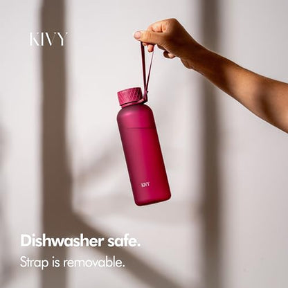KIVY Slim Water Bottle 22oz Tritan - Lightweight & Shatterproof - BPA-Free - color: 03 Dark Ruby, size: 22oz