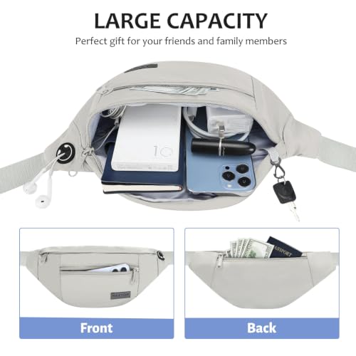 MAXTOP Large Grey Fanny Pack Crossbody Bags for Women Men Fashion Waist Bag - color: Cloud Grey