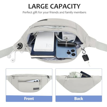 MAXTOP Large Grey Fanny Pack Crossbody Bags for Women Men Fashion Waist Bag - color: Cloud Grey