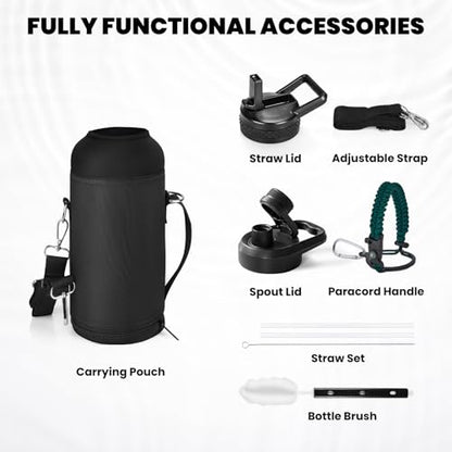 RAYMYLO Insulated Water Bottle 32 oz, Triple Wall Vacuum Stainless Steel - color: Dark Green, size: 32 Ounces