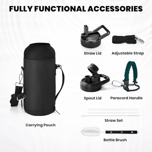RAYMYLO Insulated Water Bottle 32 oz, Triple Wall Vacuum Stainless Steel - color: Dark Green, size: 32 Ounces