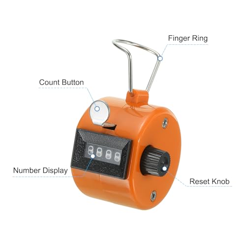 PATIKIL Clicker Counter, Handheld Tally Counter Mechanical Click Pitch Counter for Coaching Knitting, Golf, Lap, Fishing - color: Orange