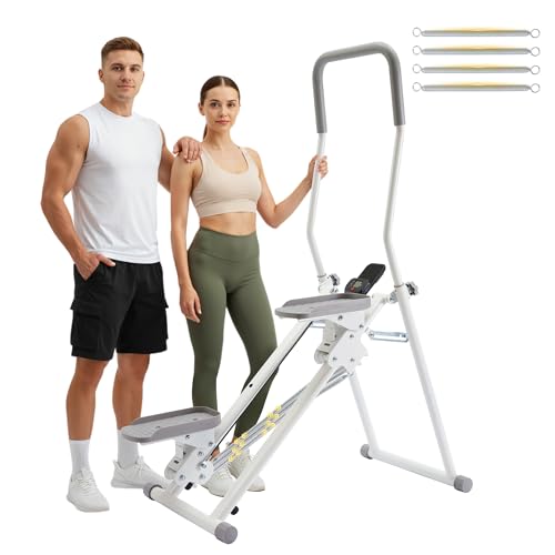 Steppers for Exercise at Home, 2.0 Step Machine 3-Level Adjustable Resistance, Stair Climber for Full Body Workout with Extra-Large Non-Slip Pedals, Holds Up to 300 lbs, Ideal for Women Men - color: White