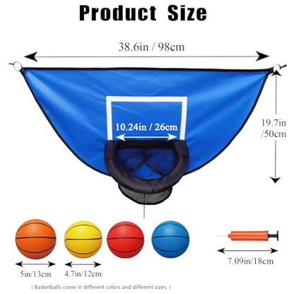 Trampoline Basketball Hoop, with Pump and 4 Mini Balls, Easy to Install, Universal Trampoline Accessories, Trampolines Basketball for Dunking - color: Blue