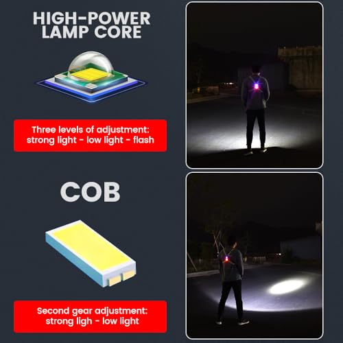 Running Lights for Runners 800LM, 5 Modes Running Light with 65°Adjustable Tilt, IPX5 Waterproof Rechargeable Visibility Reflective Vest for Night Walking/Cycling/Jogging, 4-12Hrs Runtime