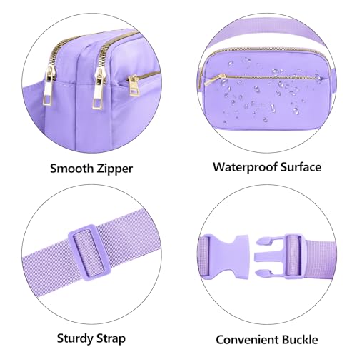 Fashion Fanny Bag-Waist Pack With Adjustable Belt Bag-Unisex Crossbody Pack For Travel Running Hiking-Light Purple - color: Light Purple