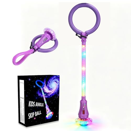 Skip Ball for Kids,Ankle Jumping Toy with LED Lights and Digital Counter - color: Purple