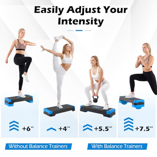 Goplus 3-in-1 Aerobic Step Platform, 600 LBS Adjustable Exercise Stepper - color: Blue
